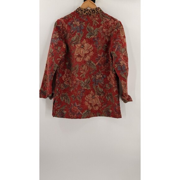 Vintage 90s Laura Ashley Floral Leopard Tapestry Jacket Size Petite SMALL - Picture 7 of 9